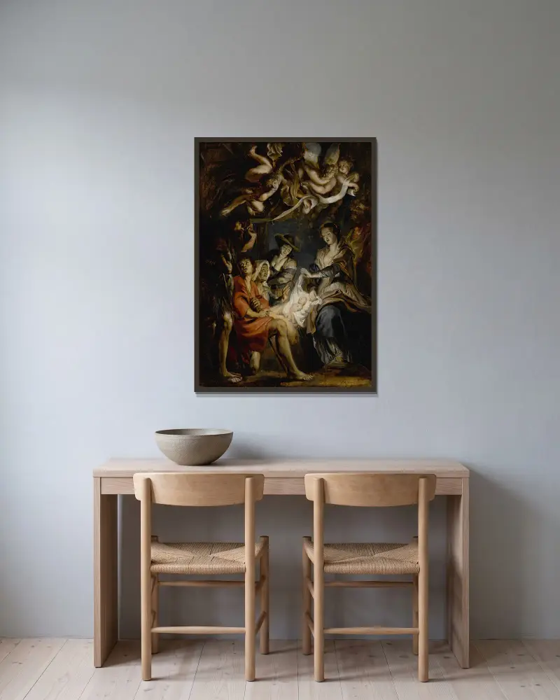 Pokłon pasterzy, Follower of Peter Paul Rubens w ramie na ścianie