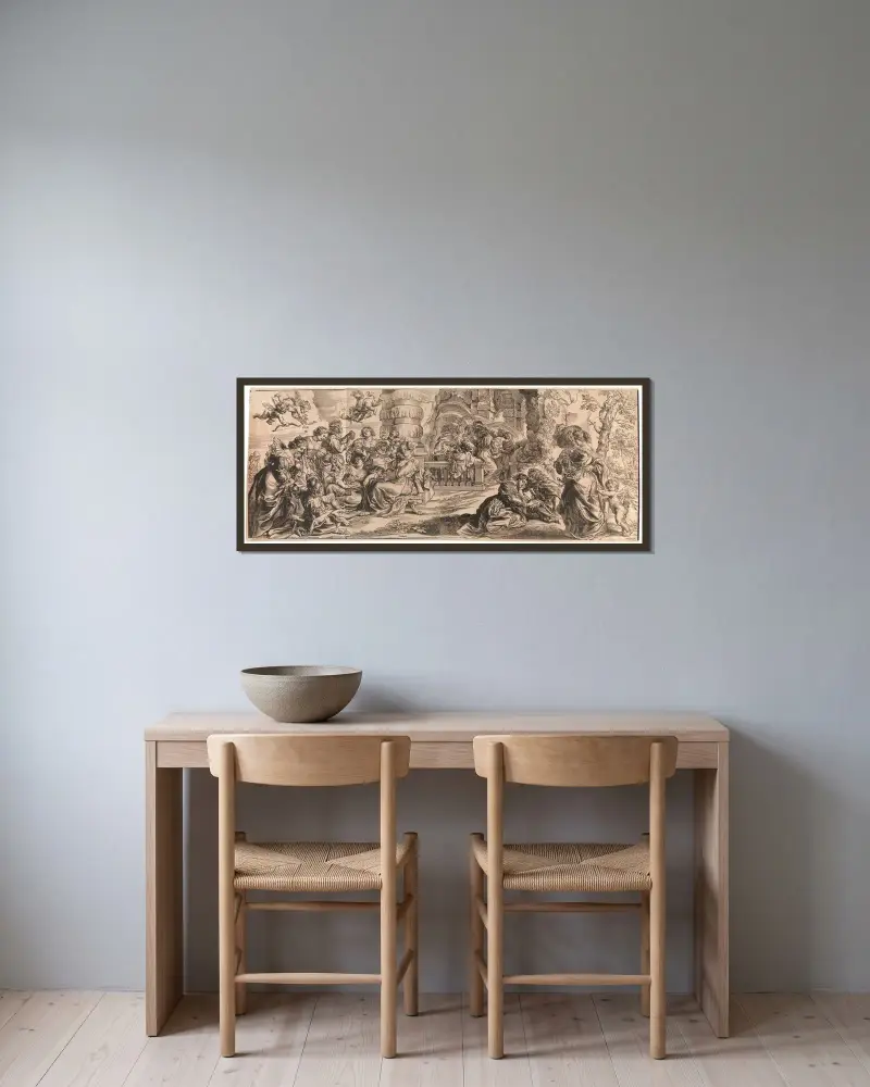 Die Konversation à la mode oder Der Liebesgarten von Peter Paul Rubens gerahmt an einer Wand