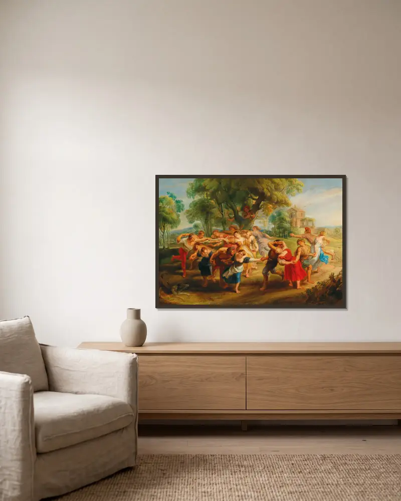 Tańczący chłopi, Follower of Peter Paul Rubens w ramie na ścianie