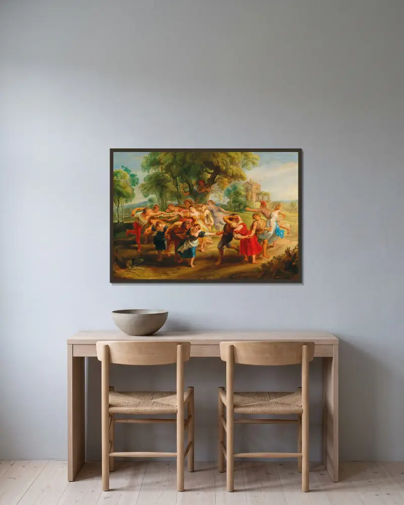 Tańczący chłopi, Follower of Peter Paul Rubens w ramie na ścianie