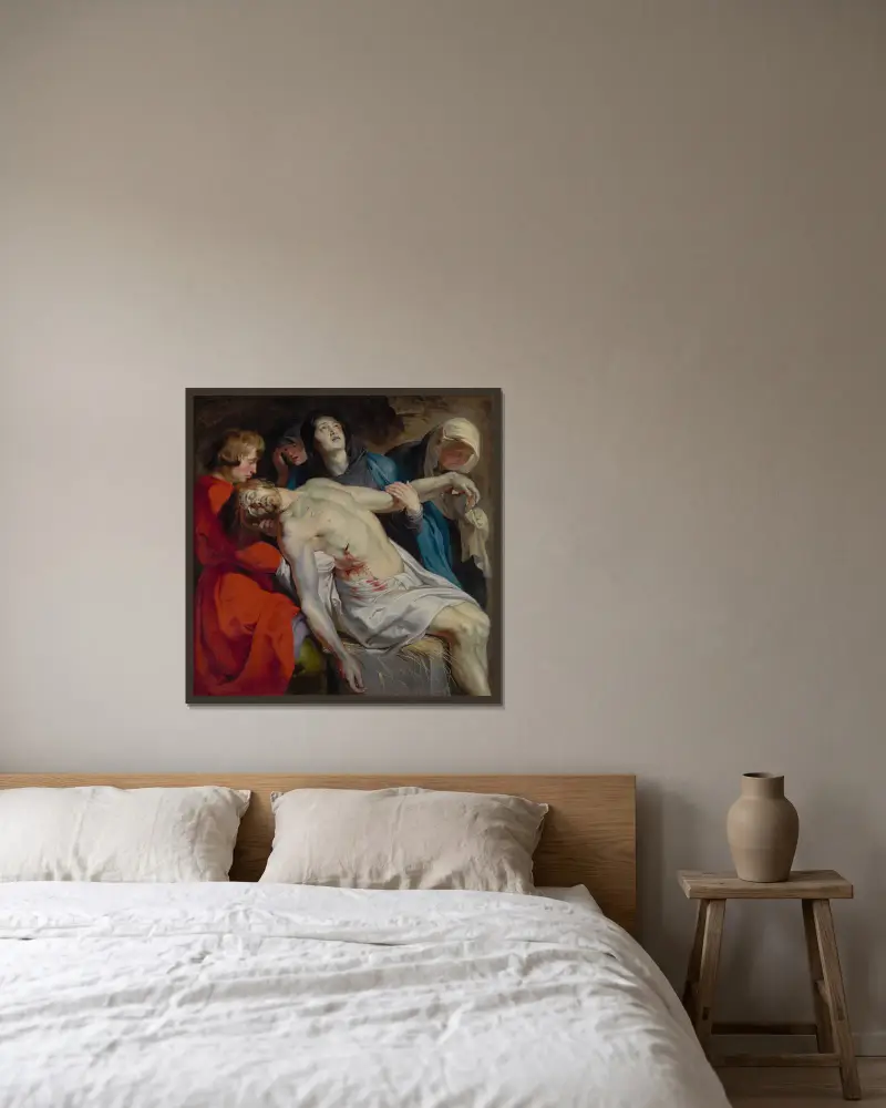 The Entombment av Peter Paul Rubens inramad på en vägg