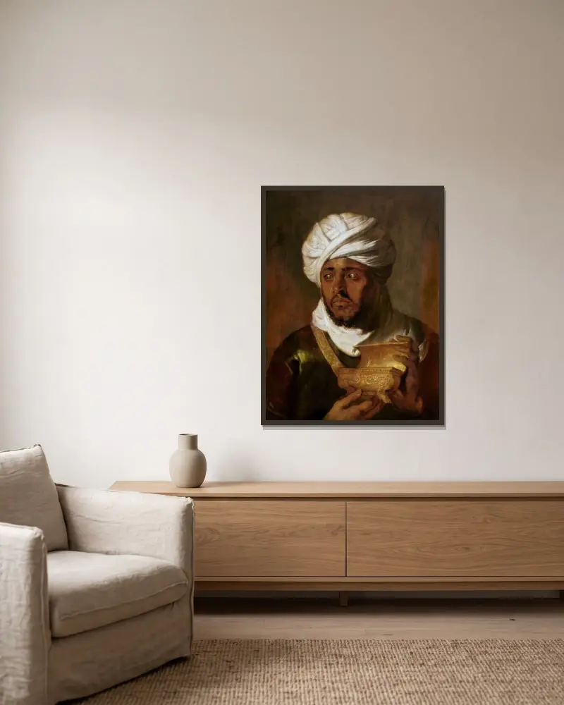 Den etiopiske kungen av Peter Paul Rubens inramad på en vägg