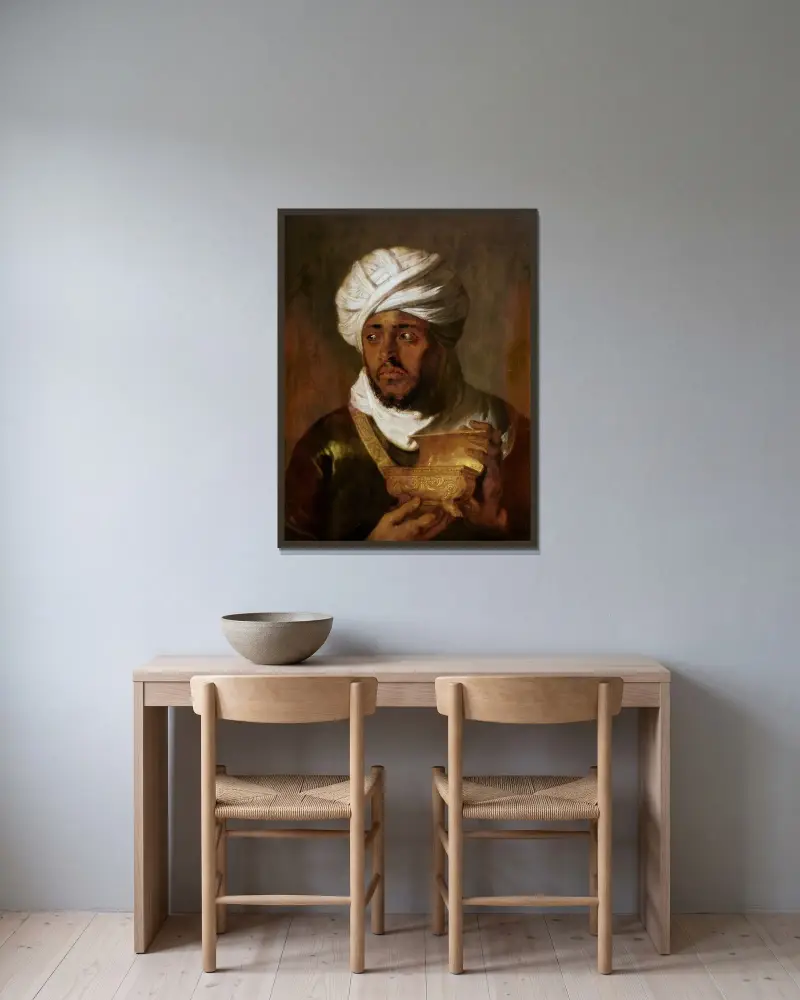 Den etiopiske kungen av Peter Paul Rubens inramad på en vägg