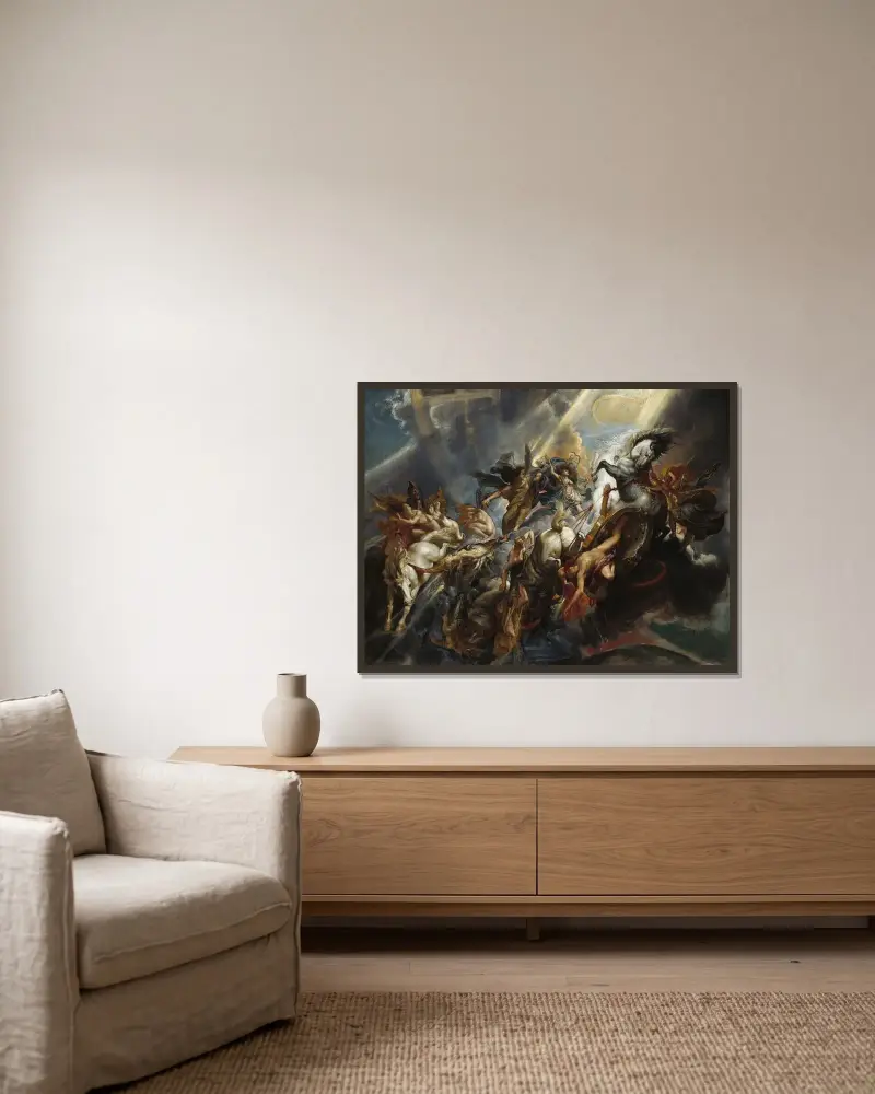 Der Sturz des Phaeton von Peter Paul Rubens gerahmt an einer Wand