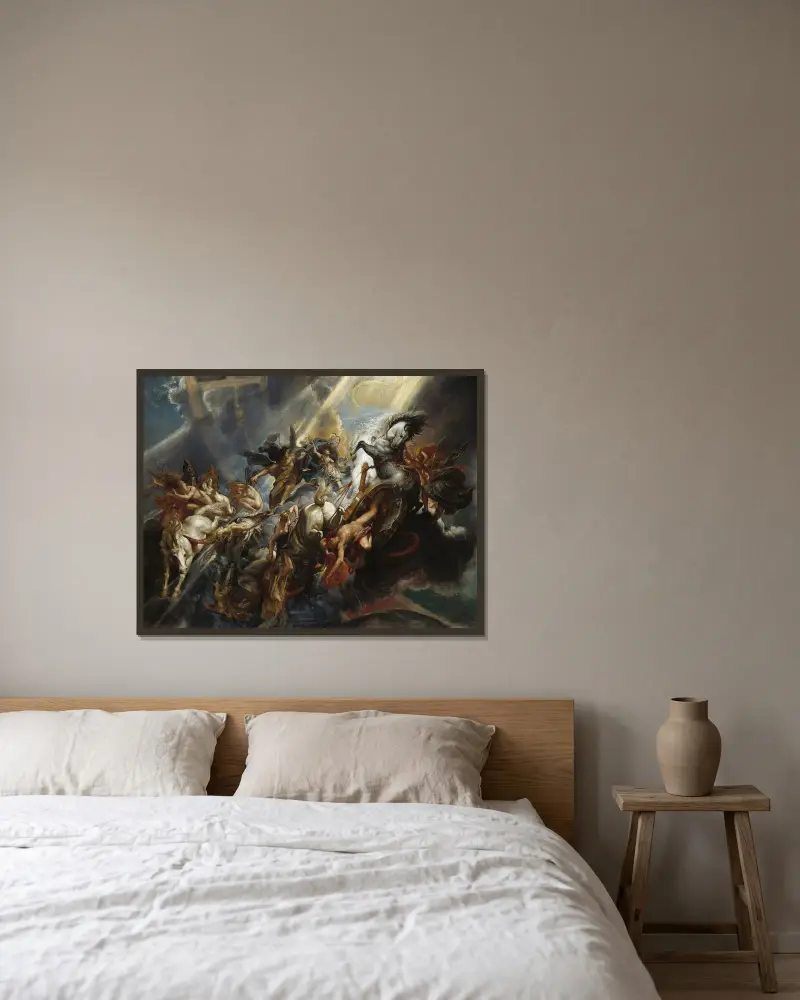 Der Sturz des Phaeton von Peter Paul Rubens gerahmt an einer Wand