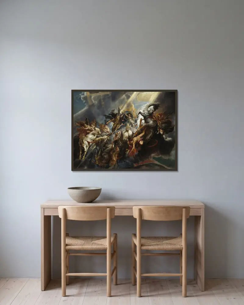 Der Sturz des Phaeton von Peter Paul Rubens gerahmt an einer Wand