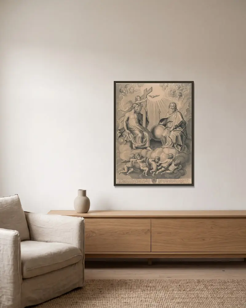 Die Heilige Dreifaltigkeit – Nr. 2 von Peter Paul Rubens gerahmt an einer Wand