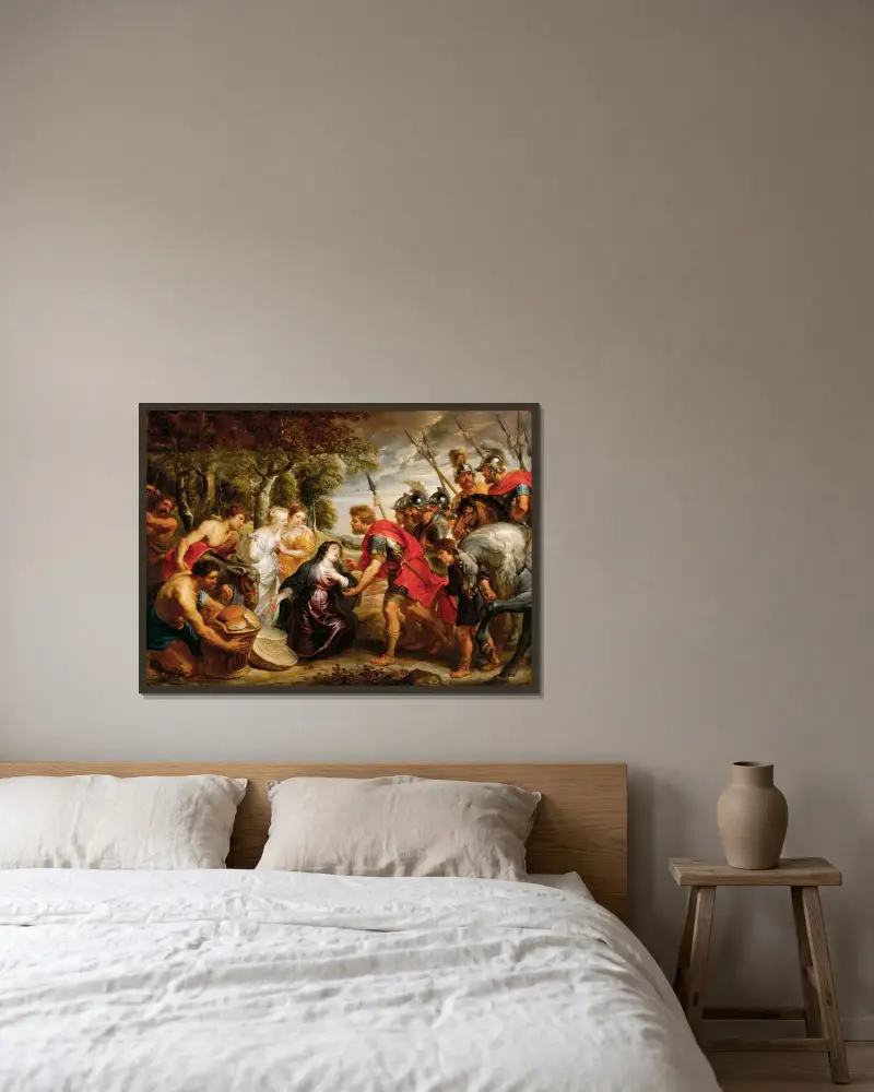 Davids möte med Abigail, 1625 av Peter Paul Rubens inramad på en vägg