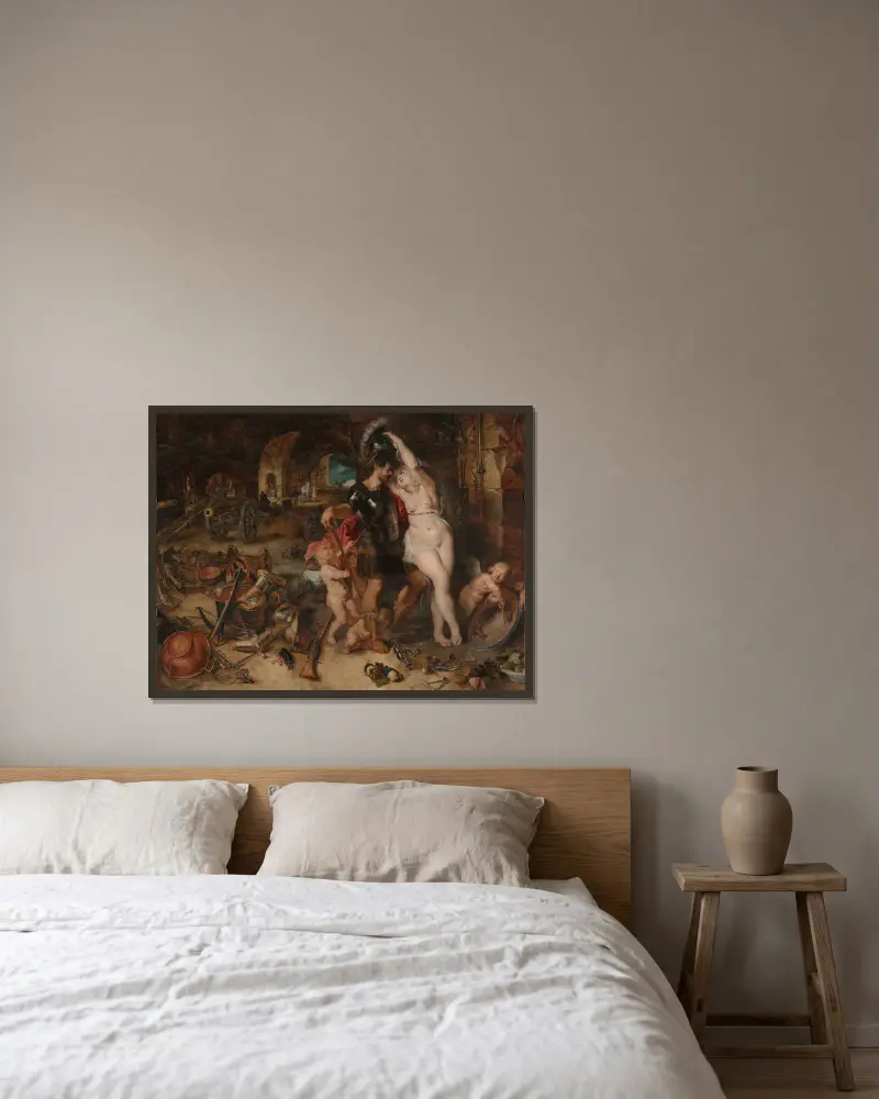Die Rückkehr vom Krieg, Mars von Venus entwaffnet von Peter Paul Rubens gerahmt an einer Wand