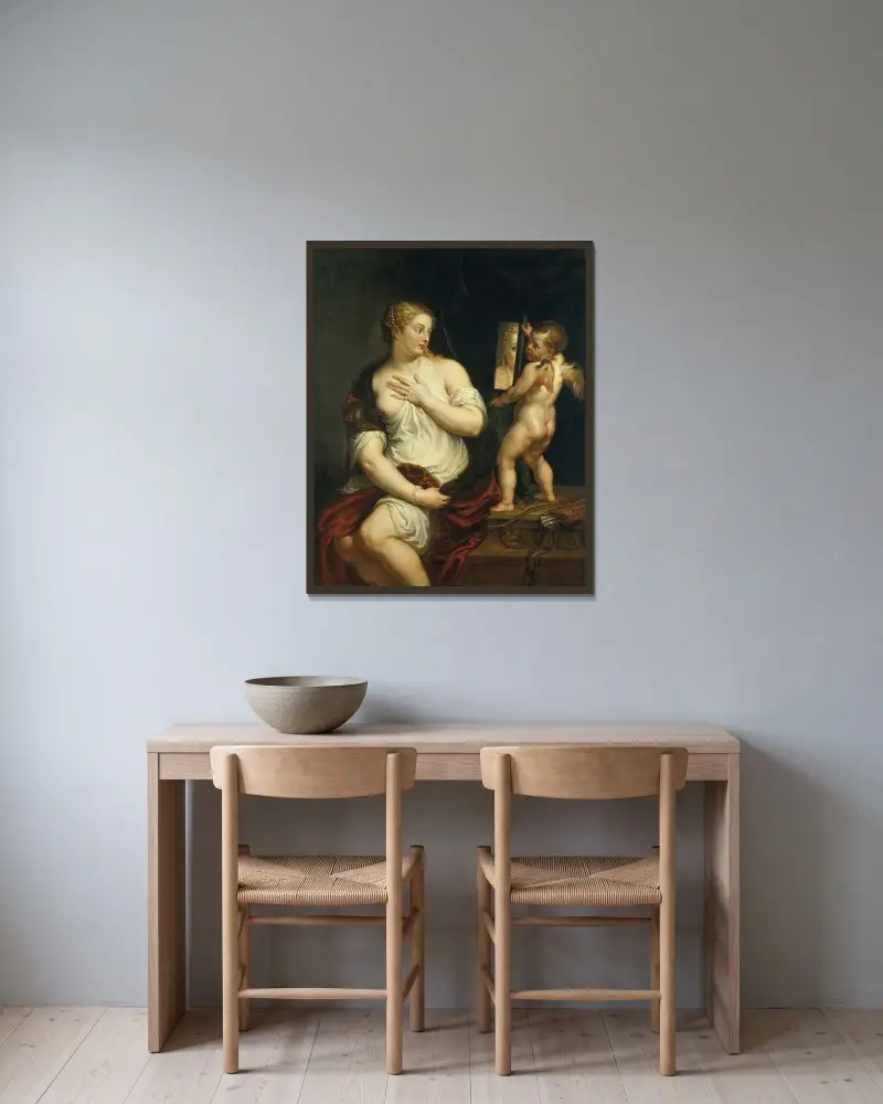 Venus and Cupid, 1606 av Peter Paul Rubens inramad på en vägg