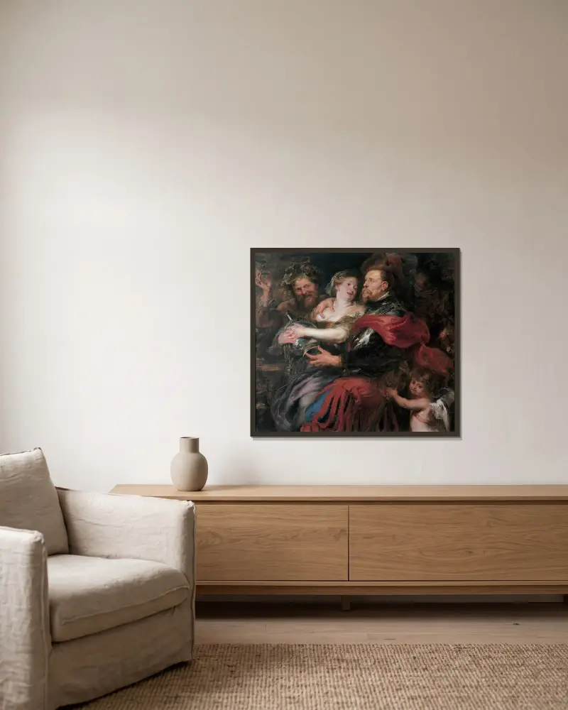 Venus und Mars von Peter Paul Rubens gerahmt an einer Wand