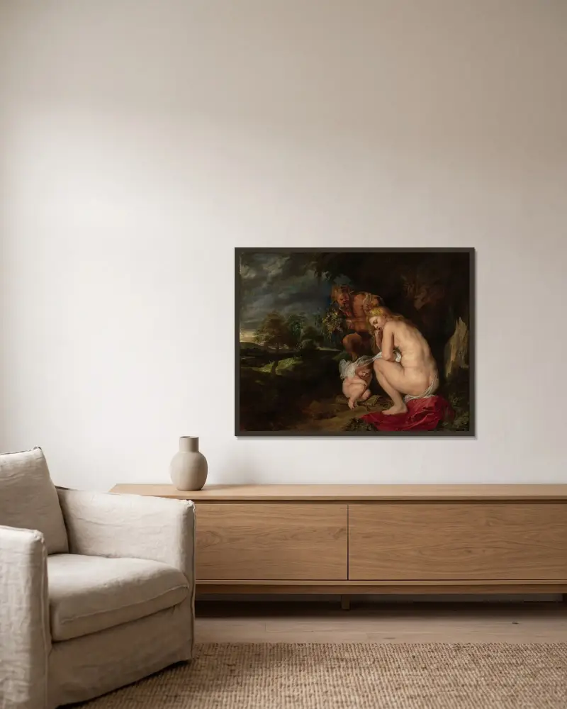 Venus Frigida av Peter Paul Rubens inramad på en vägg
