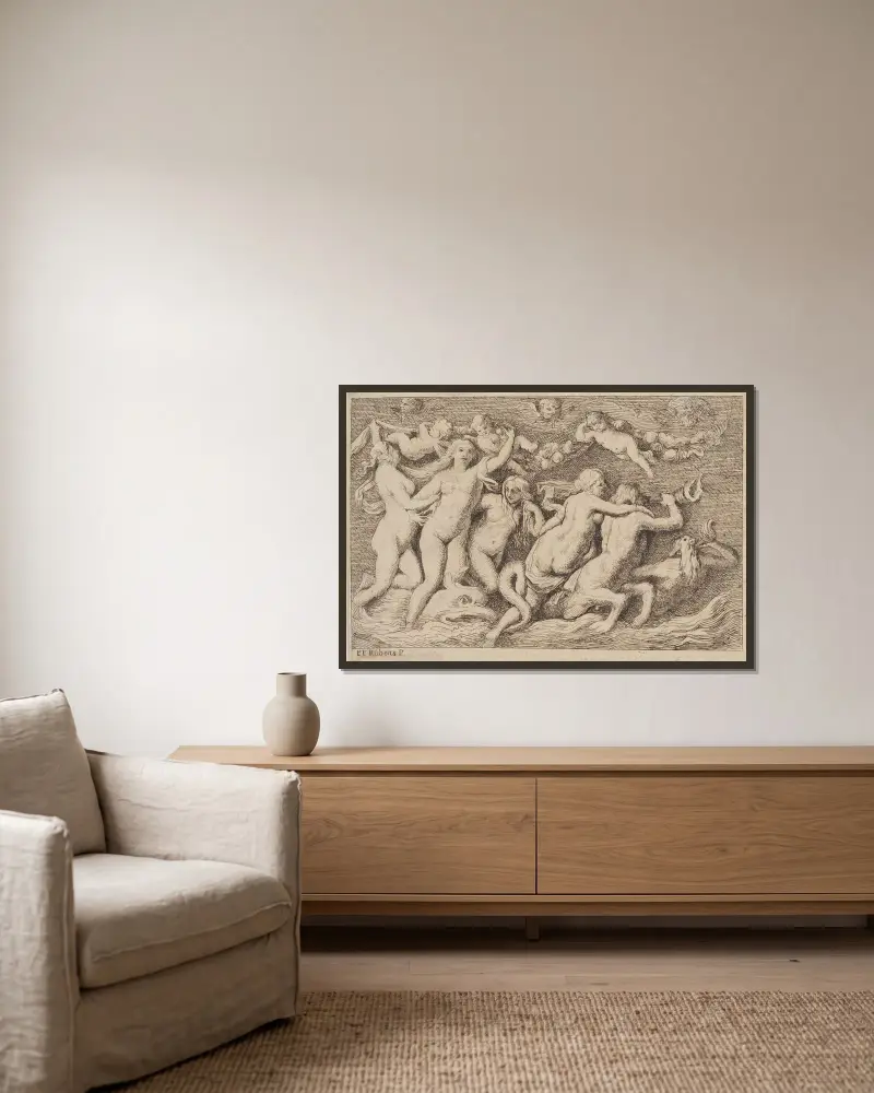 Venus, aus dem Meer aufsteigend von Peter Paul Rubens gerahmt an einer Wand
