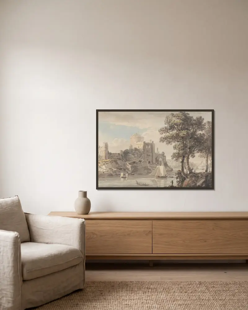Zamek nad rzeką, Paul Sandby w ramie na ścianie