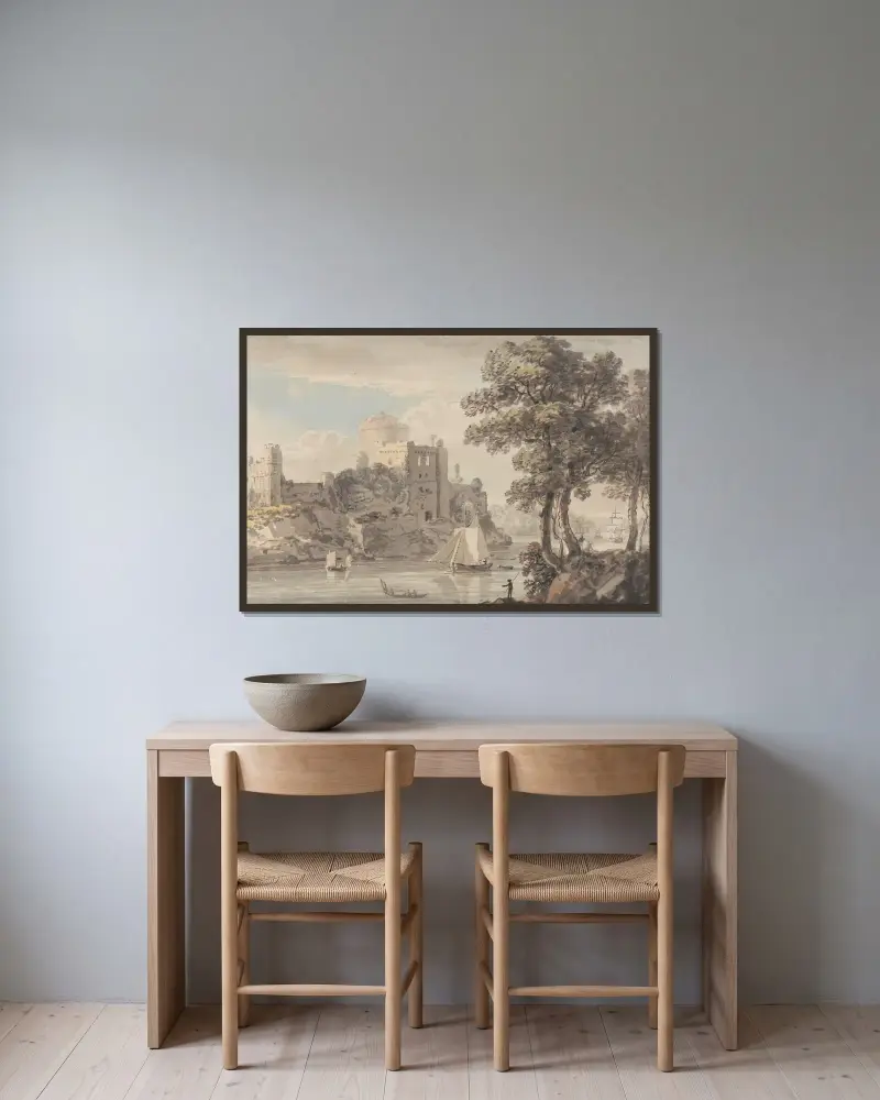 Zamek nad rzeką, Paul Sandby w ramie na ścianie
