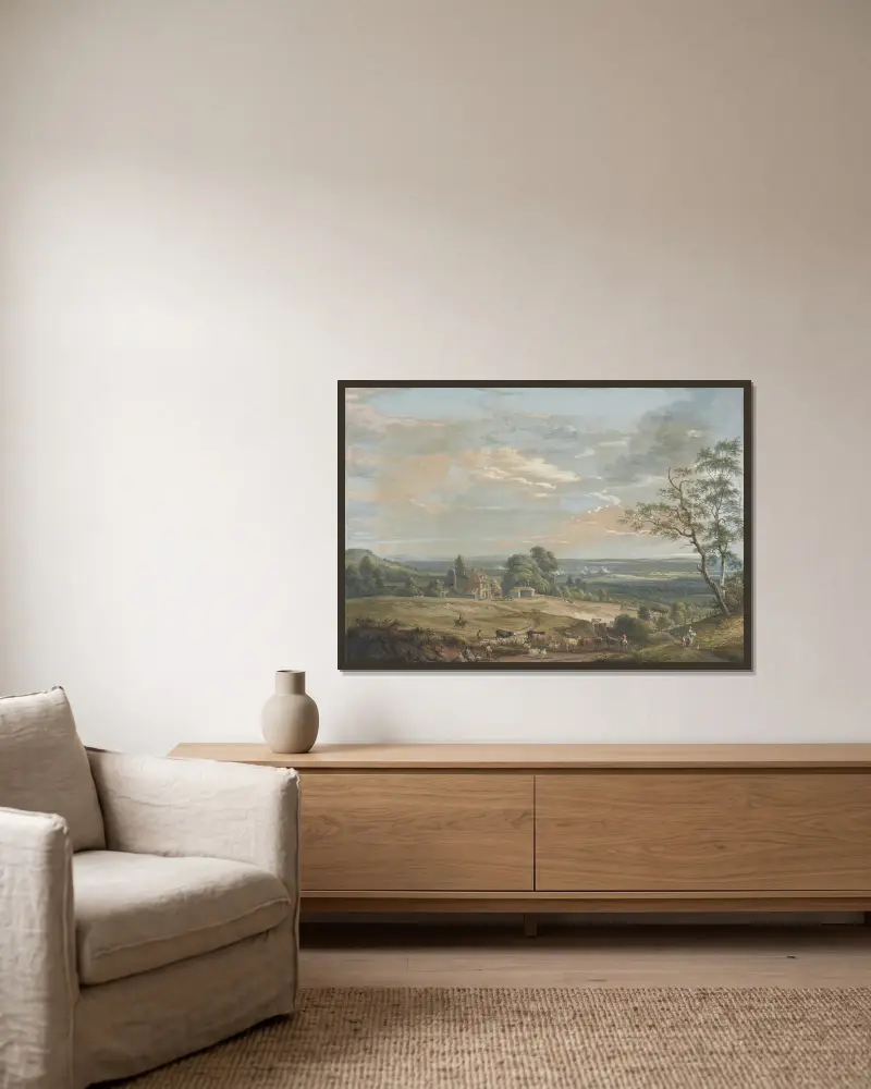 A Distant View of Maidstone, from Lower Bell Inn, Boxley Hill av Paul Sandby inramad på en vägg