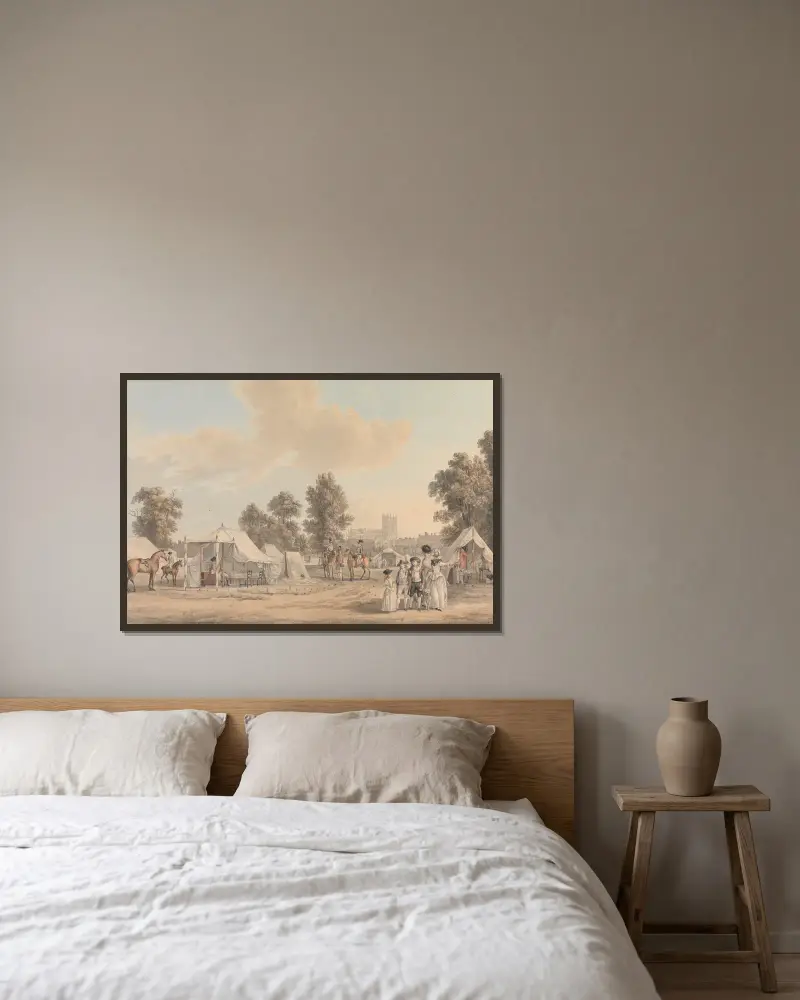 Ett läger i St. James's Park av Paul Sandby inramad på en vägg