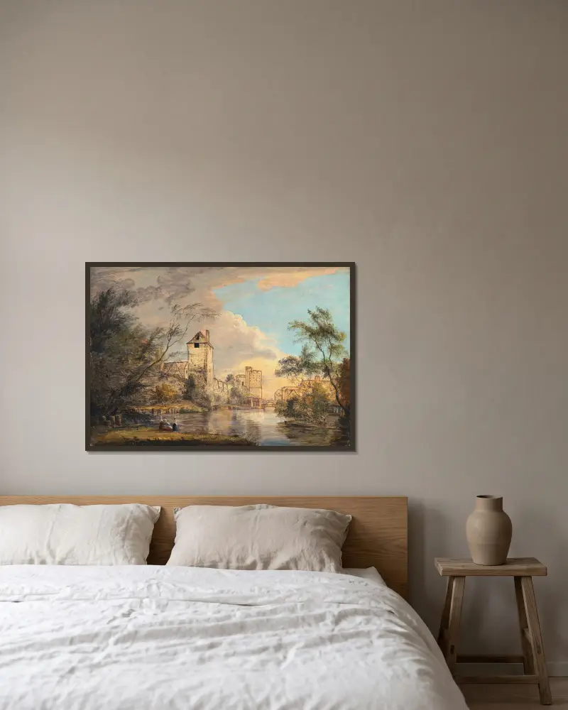 Ofullbordad vy över Westgate, Canterbury av Paul Sandby inramad på en vägg