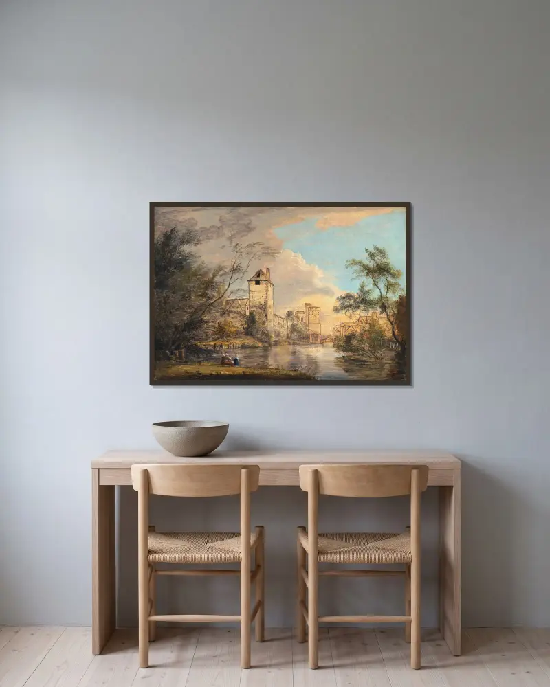 Ofullbordad vy över Westgate, Canterbury av Paul Sandby inramad på en vägg