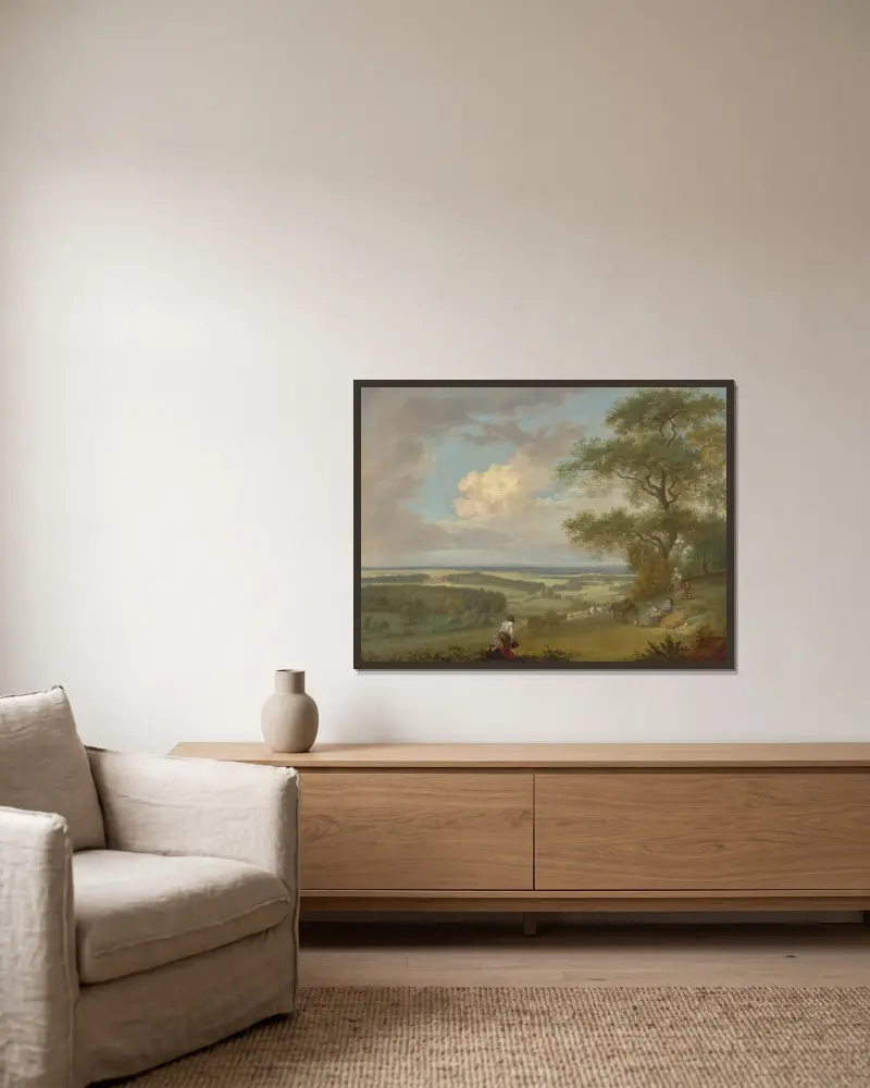 Hackwood Park, Hampshire av Paul Sandby inramad på en vägg