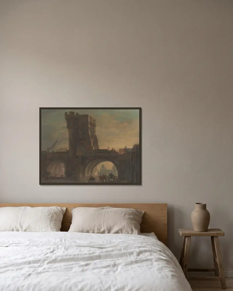 Old Bridge at Shrewsbury av Paul Sandby inramad på en vägg