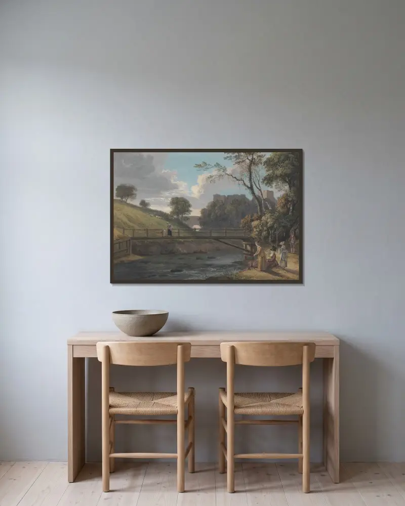 Roslin Castle, Midlothian av Paul Sandby inramad på en vägg