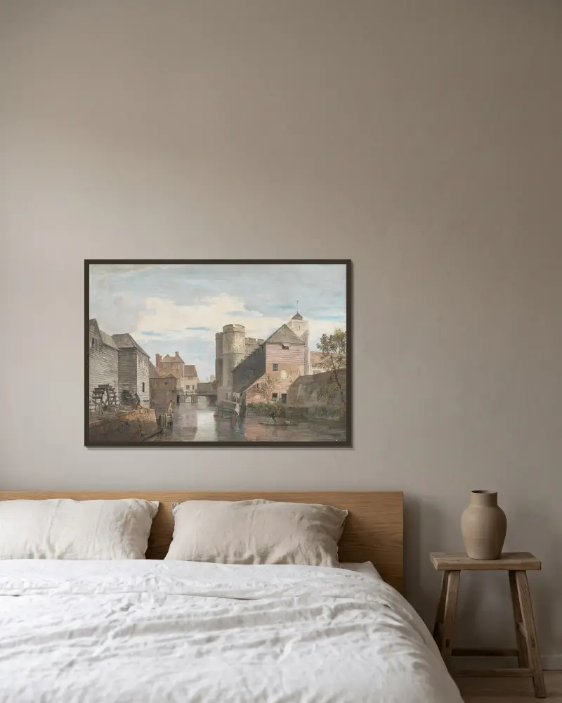 Das Westgate, Canterbury von Paul Sandby gerahmt an einer Wand