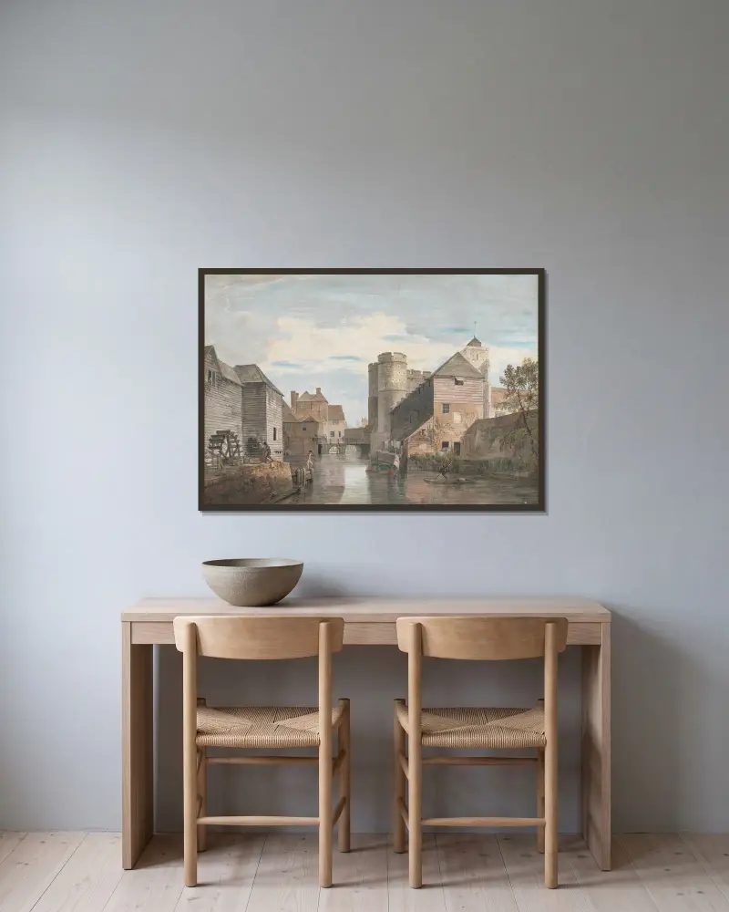Das Westgate, Canterbury von Paul Sandby gerahmt an einer Wand