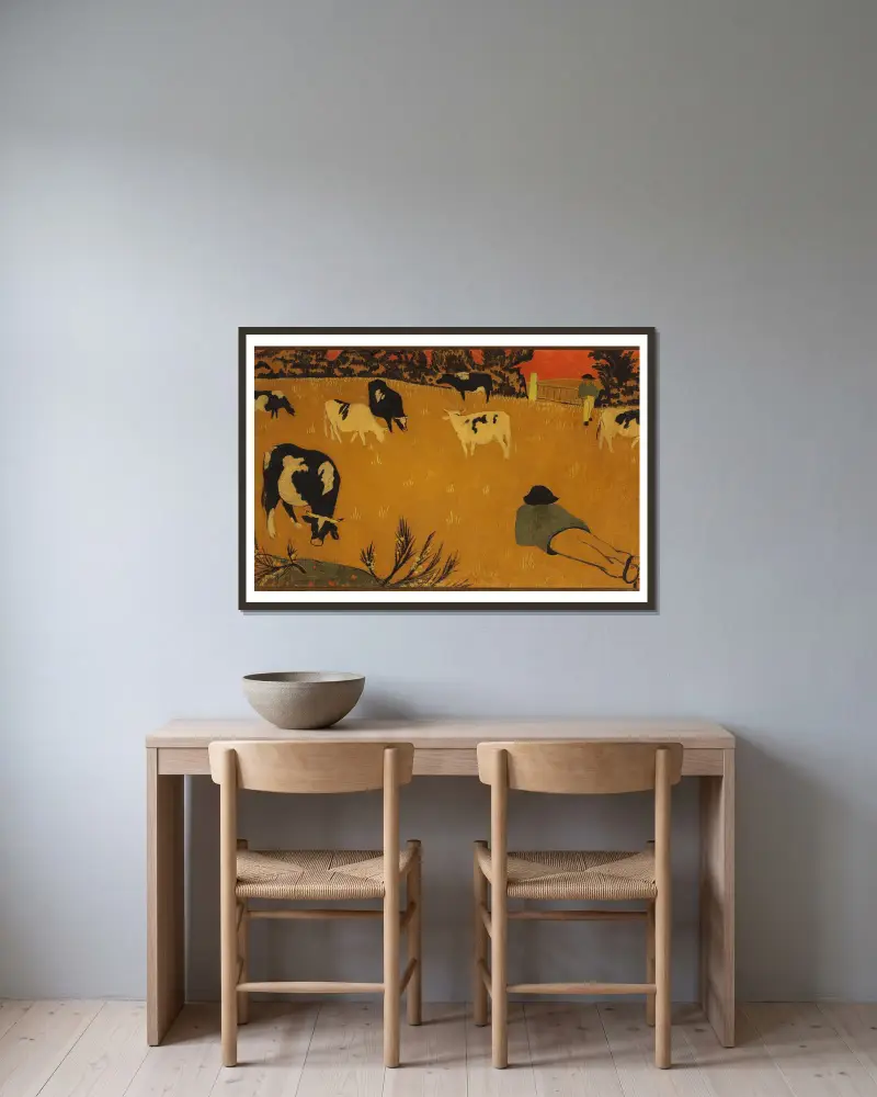 Bretaňský panel s kravami, Paul Sérusier v rámu na stěně