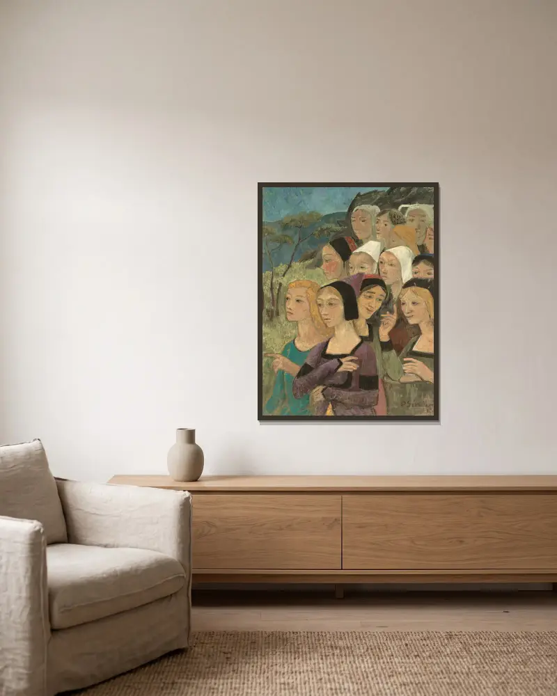 Fragment décor, têtes ou Une distribution des Pentacles von Paul Sérusier gerahmt an einer Wand