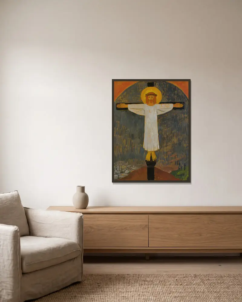 Le Christ Blanc av Paul Sérusier inramad på en vägg