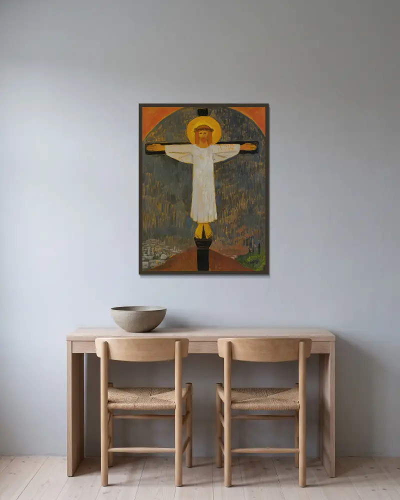 Le Christ Blanc av Paul Sérusier inramad på en vägg