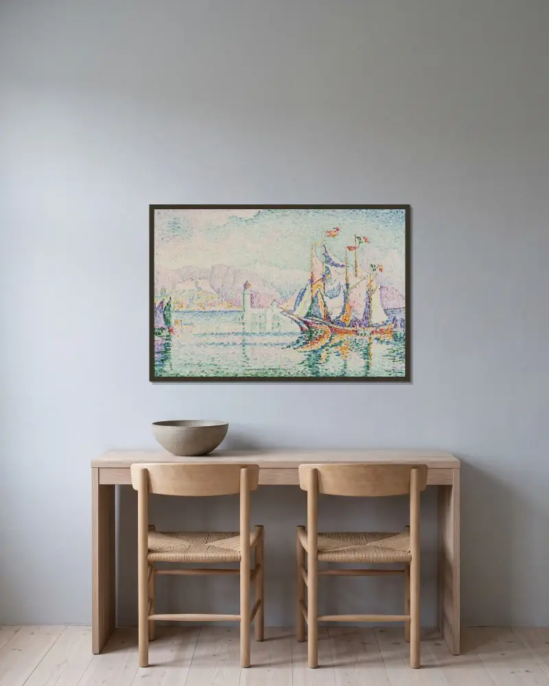 Antibes – Morning av Paul Signac inramad på en vägg