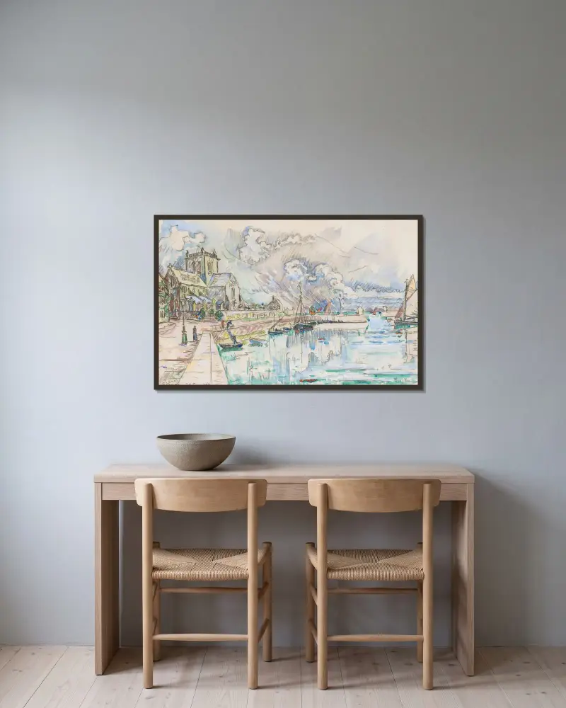 Barfleur, port, Paul Signac w ramie na ścianie