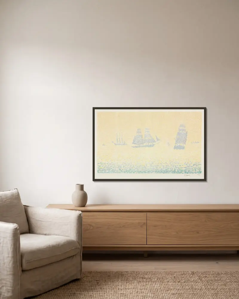 Boats av Paul Signac inramad på en vägg