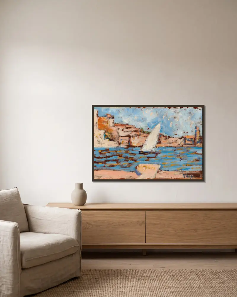 Collioure. Die Tartane von Paul Signac gerahmt an einer Wand