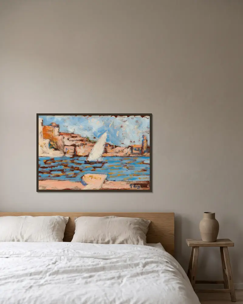 Collioure. Die Tartane von Paul Signac gerahmt an einer Wand
