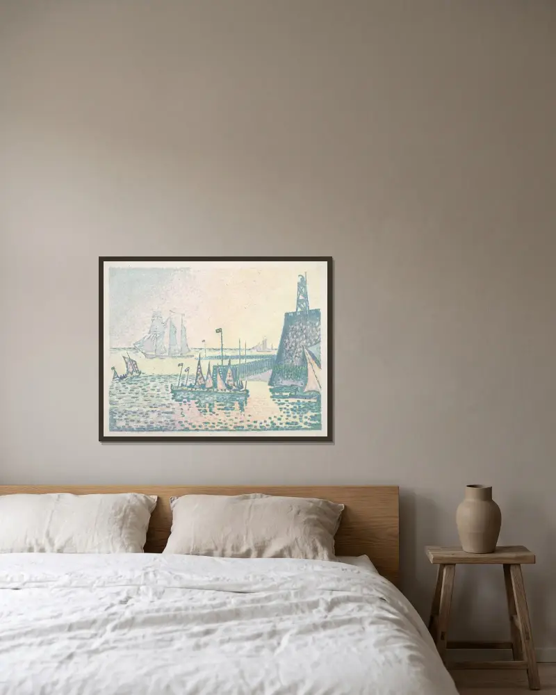 Kväll, piren vid Vlissingen av Paul Signac inramad på en vägg