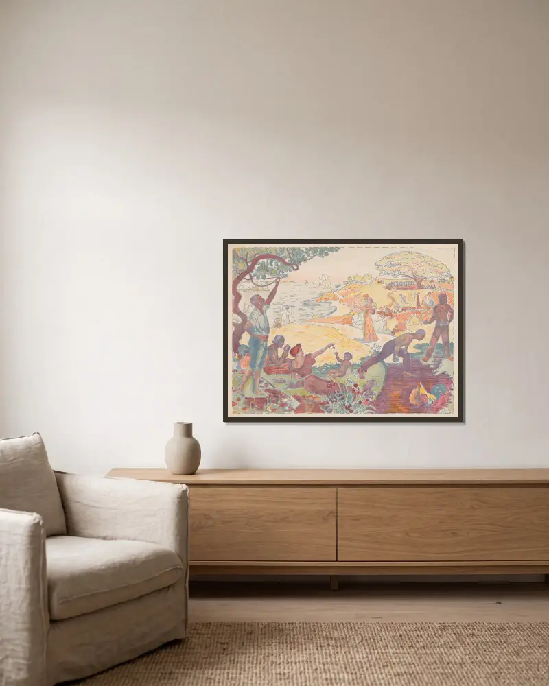 Harmonious Times av Paul Signac inramad på en vägg