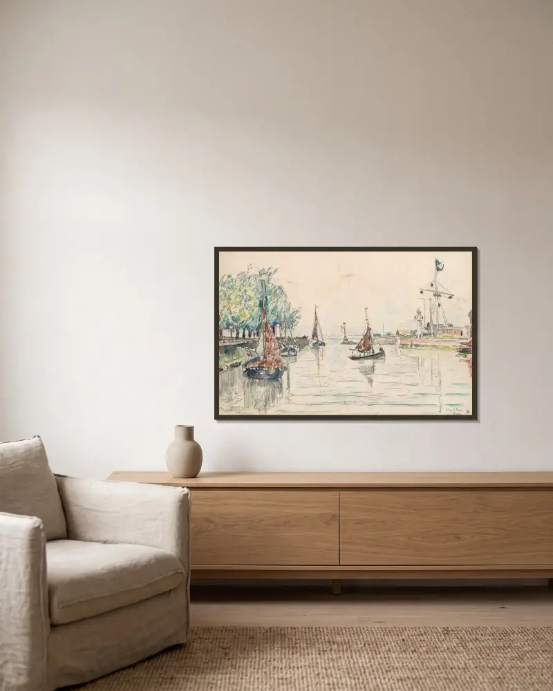 Honfleur von Paul Signac gerahmt an einer Wand
