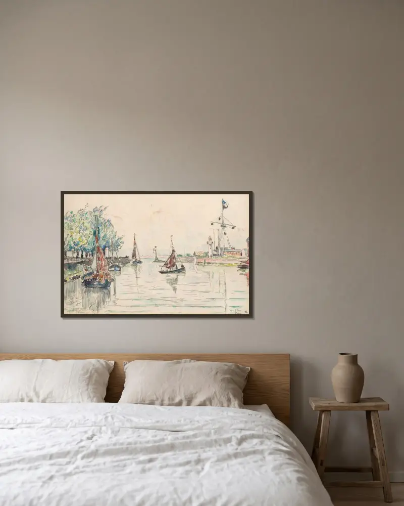 Honfleur von Paul Signac gerahmt an einer Wand