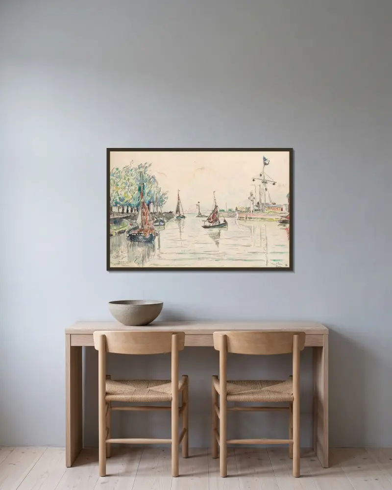 Honfleur von Paul Signac gerahmt an einer Wand