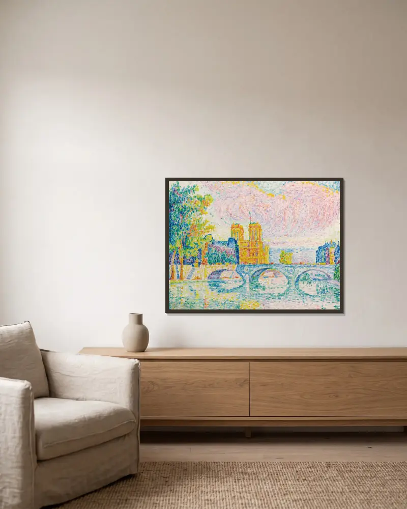 La Cité, Paris av Paul Signac inramad på en vägg