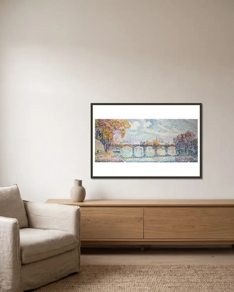 Le pont des Arts av Paul Signac inramad på en vägg