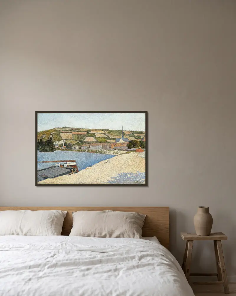 Les Andelys, Côte d’Aval von Paul Signac gerahmt an einer Wand