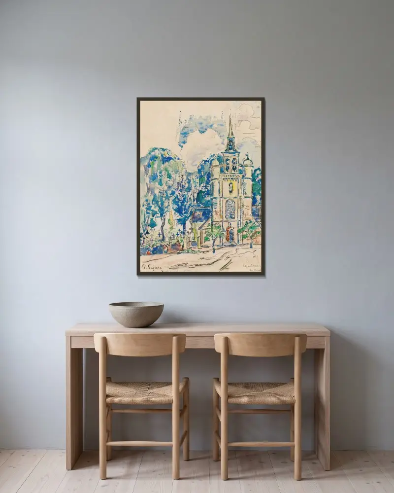 Lezardieux av Paul Signac inramad på en vägg