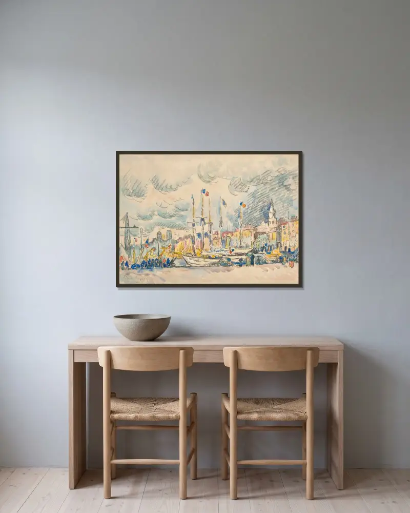 Marseille, der Kai von Paul Signac gerahmt an einer Wand