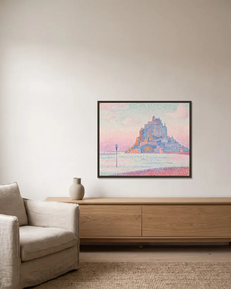 Mont Saint-Michel, Setting Sun av Paul Signac inramad på en vägg