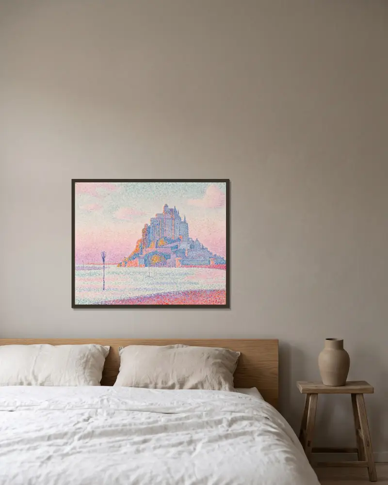 Mont Saint-Michel, Setting Sun av Paul Signac inramad på en vägg