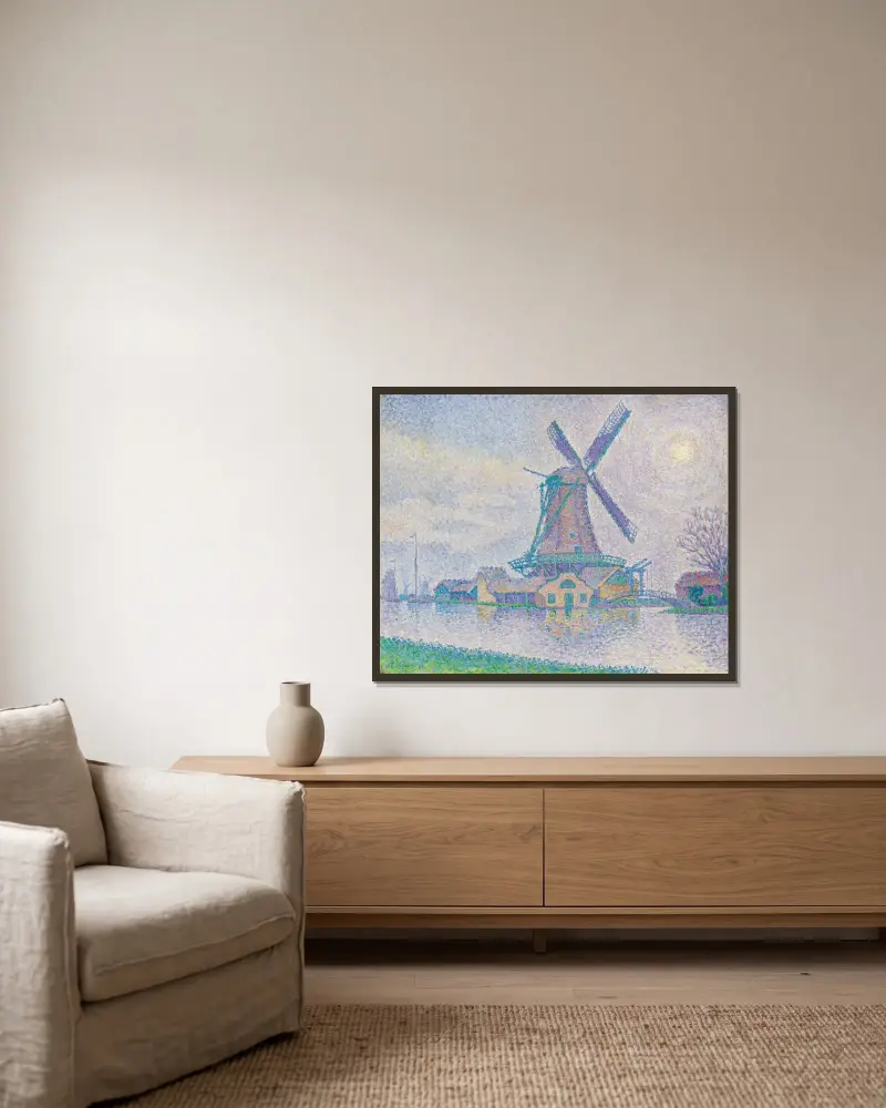 Moulin d’Edam av Paul Signac inramad på en vägg